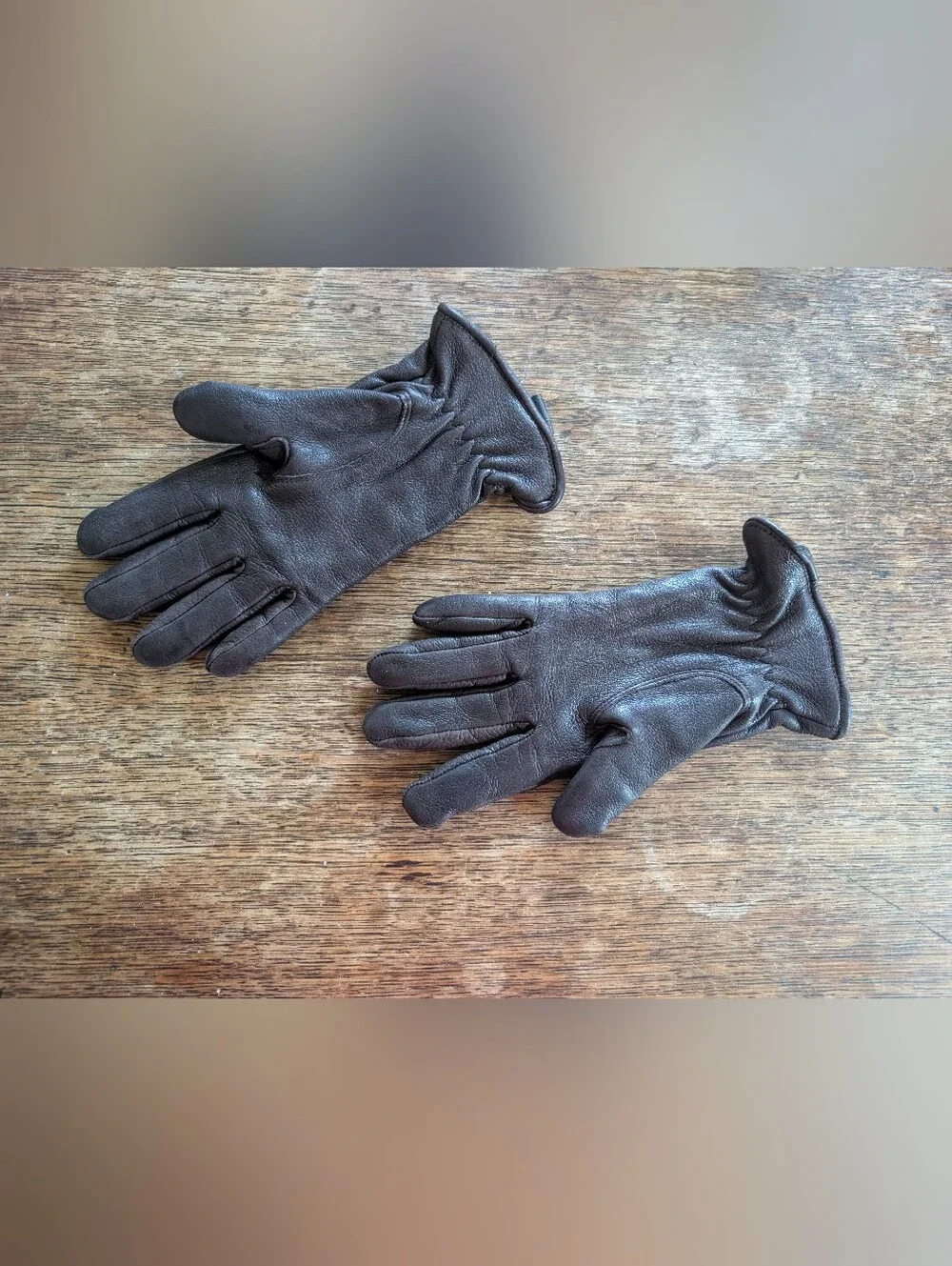 Vintage 80s 90s Genuine Deerskin Leather Brown Gloves Women's Small Quiet Luxury